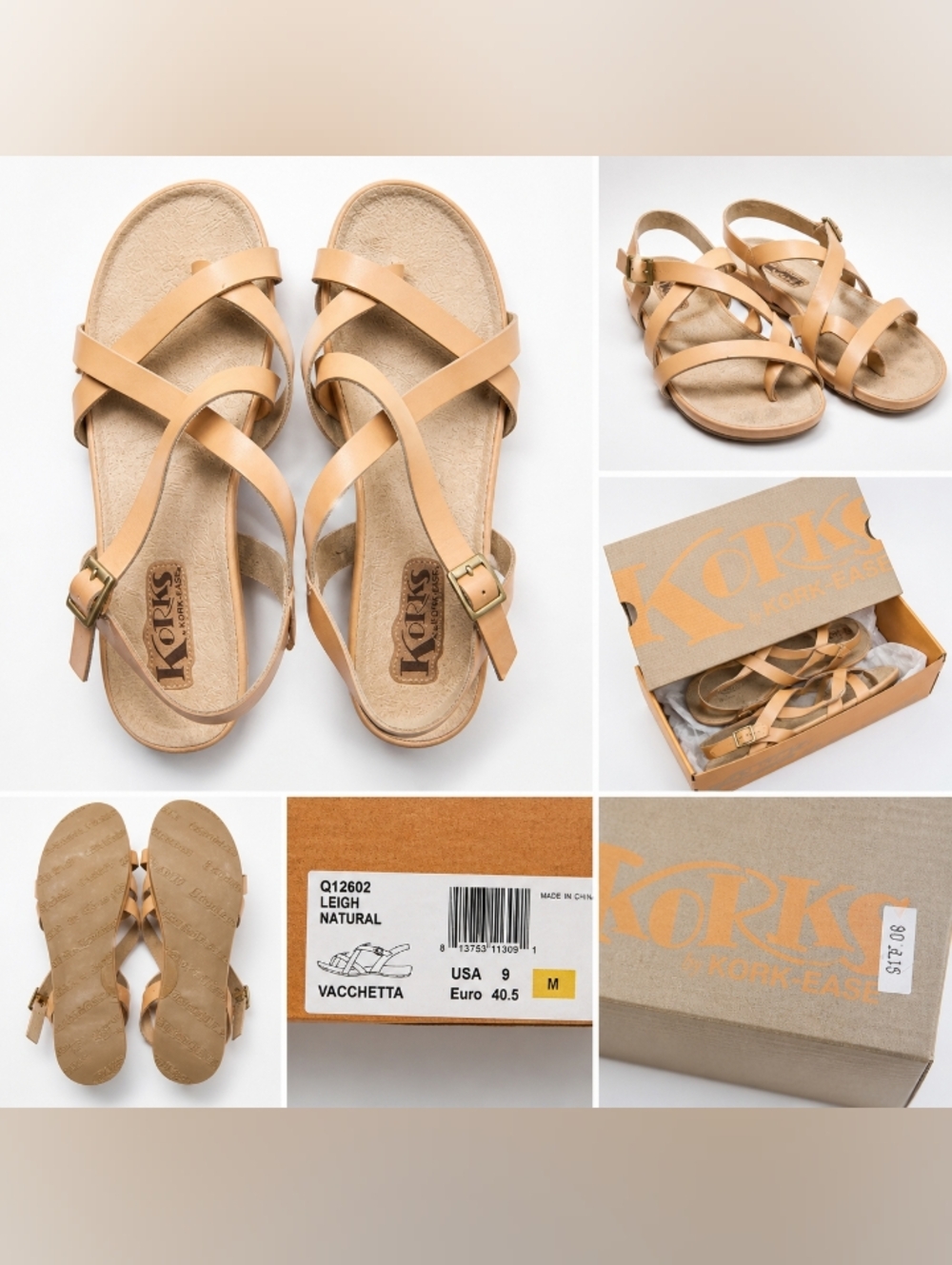 Kork-Ease Leigh Sandals – Natural Vacchetta Leather (Size 9)
